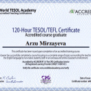 World Tesol Academy tərəfindən verilən TESOL/TEFL sertifikatı