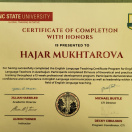 Certificate of Completion with Honors