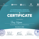 Diplom- Ali Bakalavr;    Beynəlxalq dərəcəli Sertifikatli