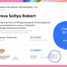 Сертификат 4ой Международной Олимпиады от Skyteach